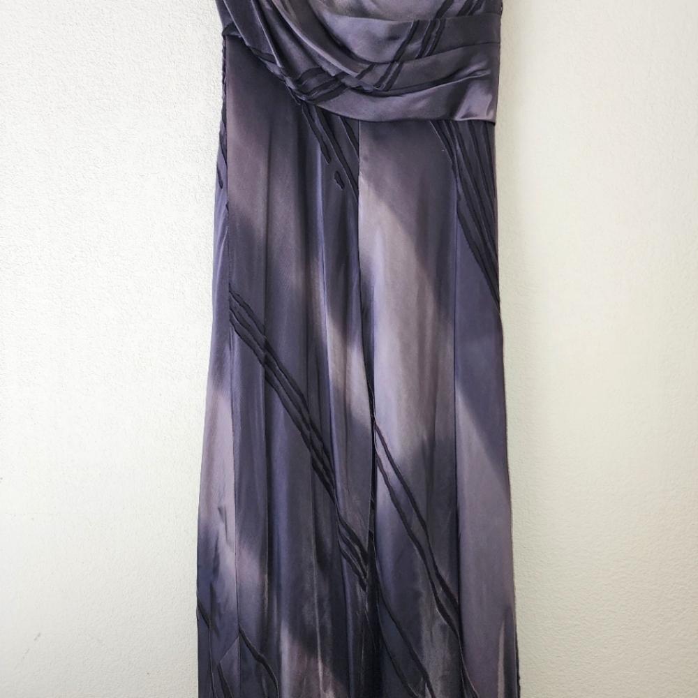 Rex Lester/Andrea Polizzi Black Grey Silver Silk Formal Evening Maxi Dress Sz 4 - Picture 3 of 7
